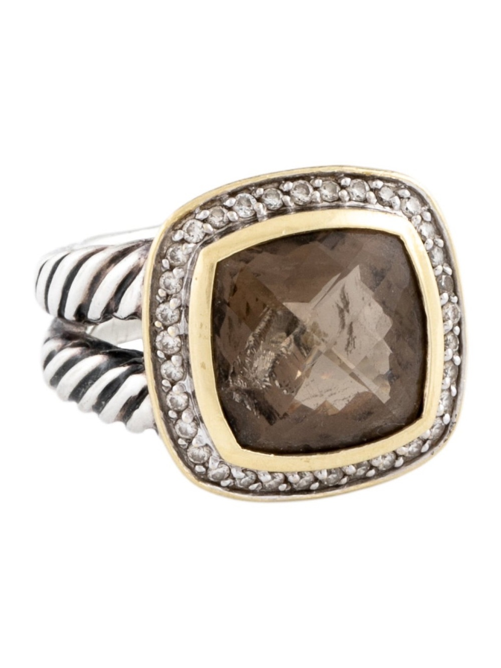 David Yurman Smoky Quartz & Diamond Albion Ring 5.5